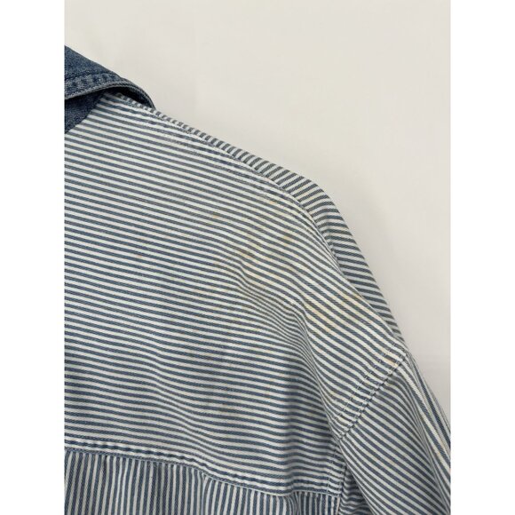 Vintage Quizz New York Shirt Womens 20 Blue White Stripe Embroidered Bears Denim - Picture 6 of 8